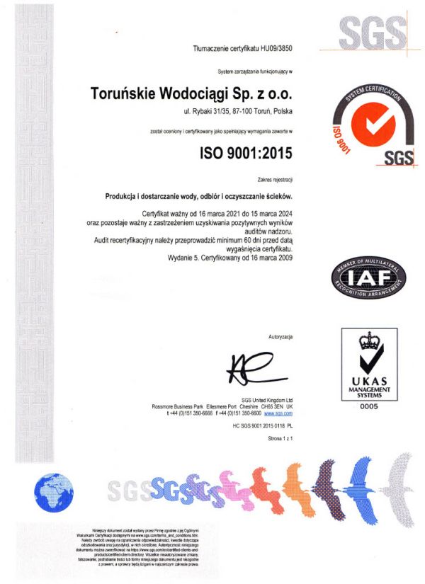 Certyfikat jakości i środowiska ISO 9001